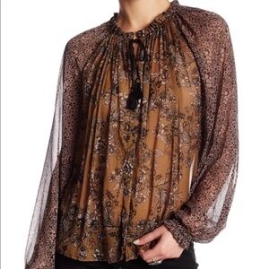 Free People "Hendrix" Chiffon Peasant Top, size M, NWOT